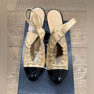 CHANEL Beige and Black Heels